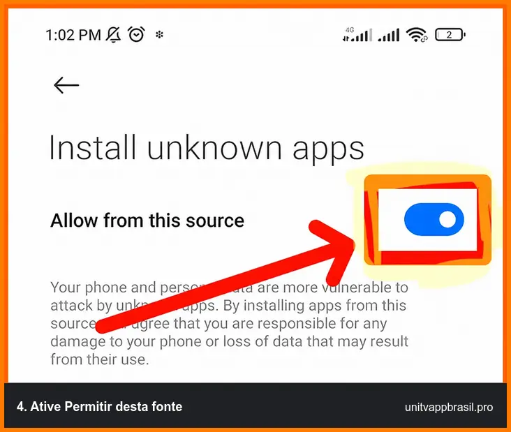 Opção Permitir desta fonte ativada no Android